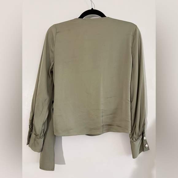 Zara Olive Green Wrap Blouse - Picture 2 of 2